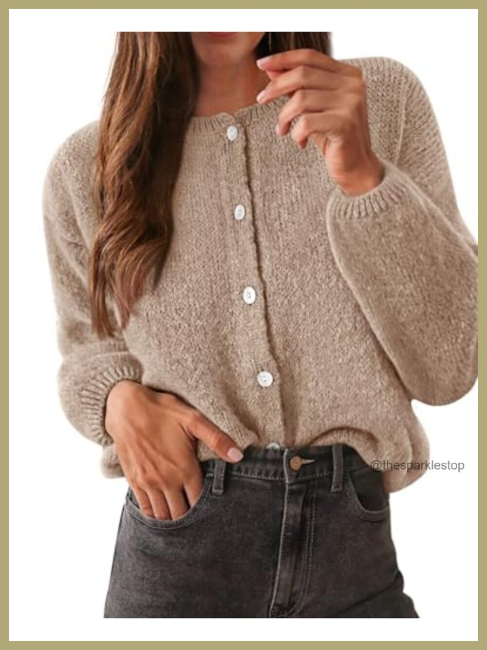 Button Up Cardigan Women Long Sleeve Chunky Knit Sweater